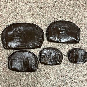 Vintage 5 pc leather purse set